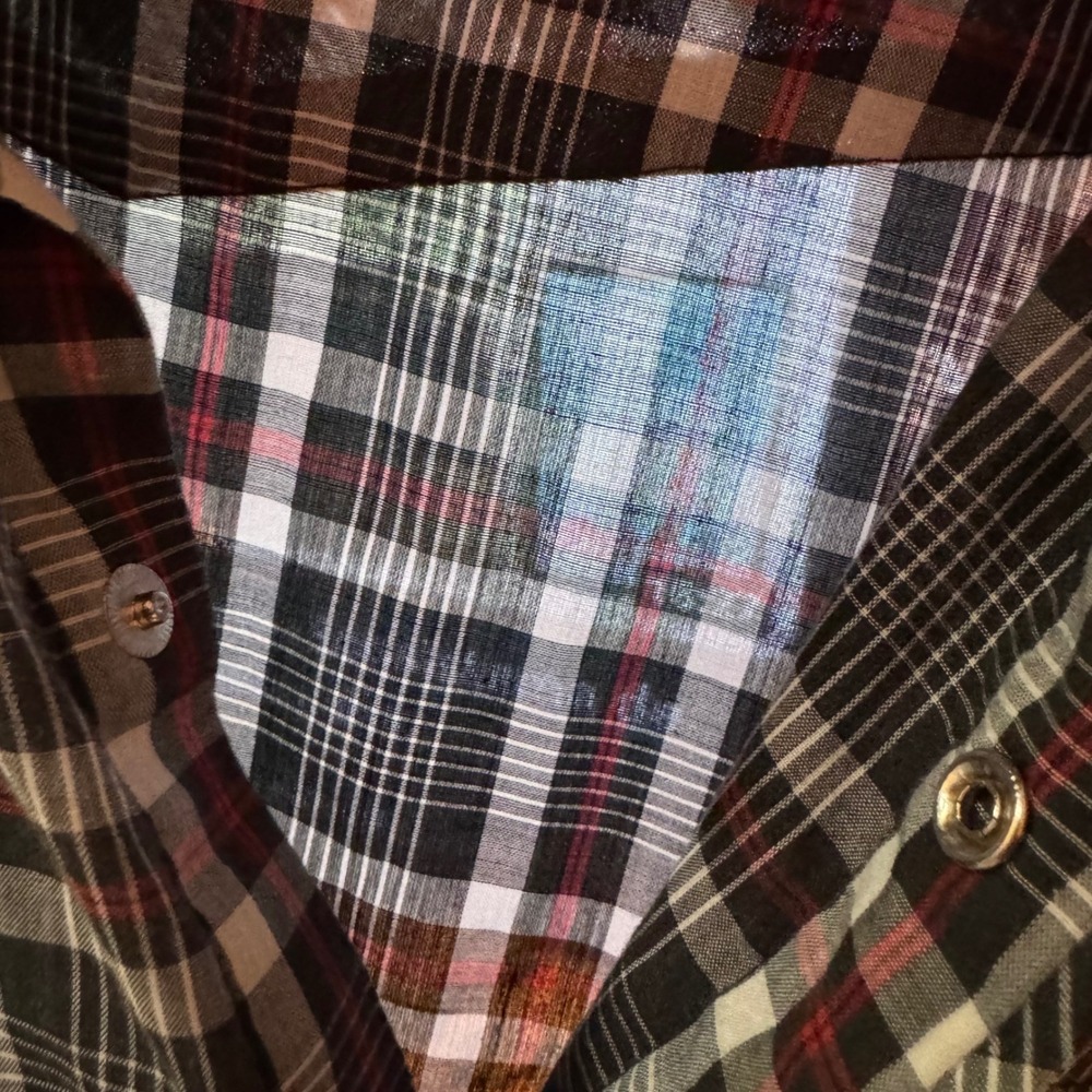 Blair Shirt Western Pearl Snap Plaid Large Paperthin Long Sleeve Flap Pockets - Picture 4 of 7